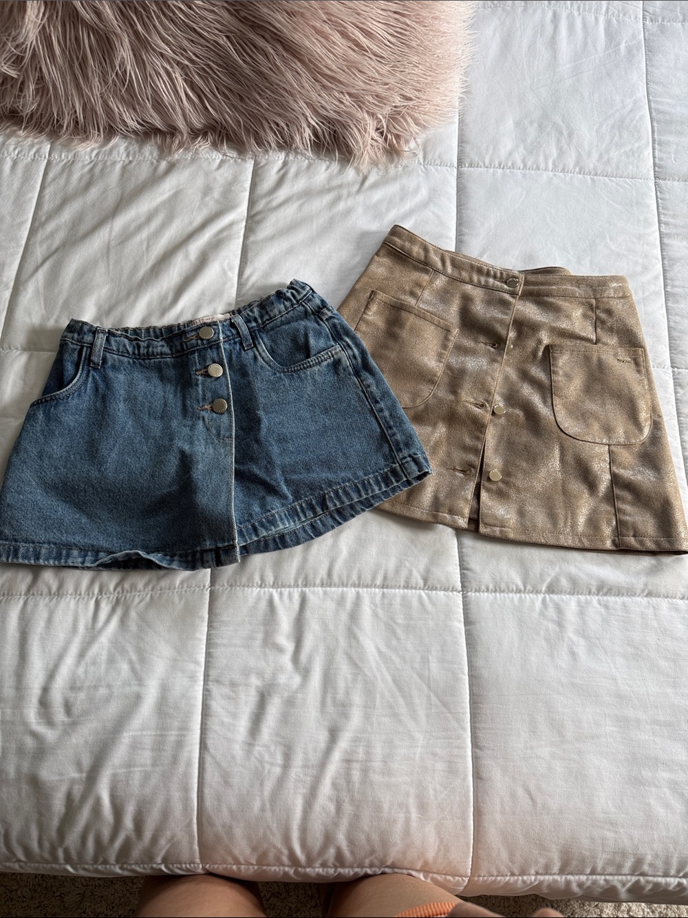 Classic Blue Denim Mini Skort with Button Front free tan front bottom skirt